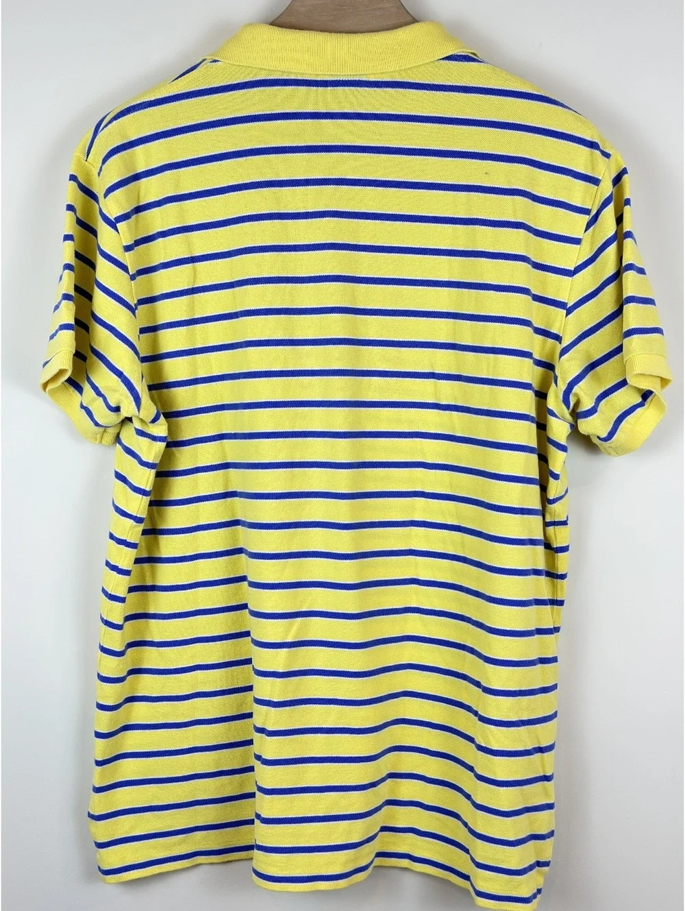 Polo Ralph Lauren Men’s XL Custom Fit Yellow Blue Striped Polo Shirt Red Pony
